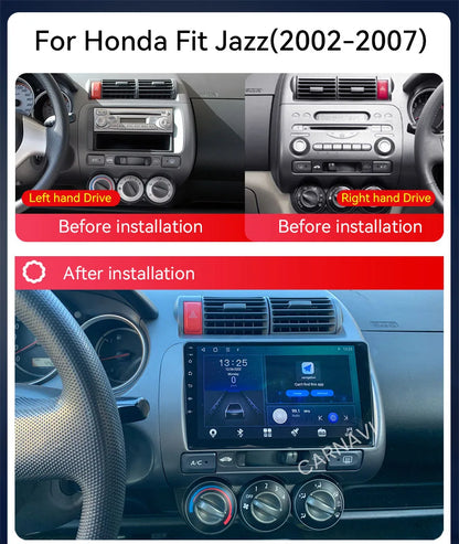 Stereo Honda Fit Jazz 2002 to 2007 9" Android 10.0, Double Din GPS
