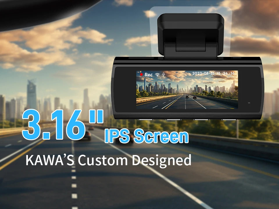 Dashcam KAWA D8 4K con Dual-Cam y GPS, 3-5'' AutoRadioCanario