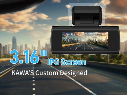 Dashcam KAWA D8 4K con Dual-Cam y GPS, 3-5'' AutoRadioCanario