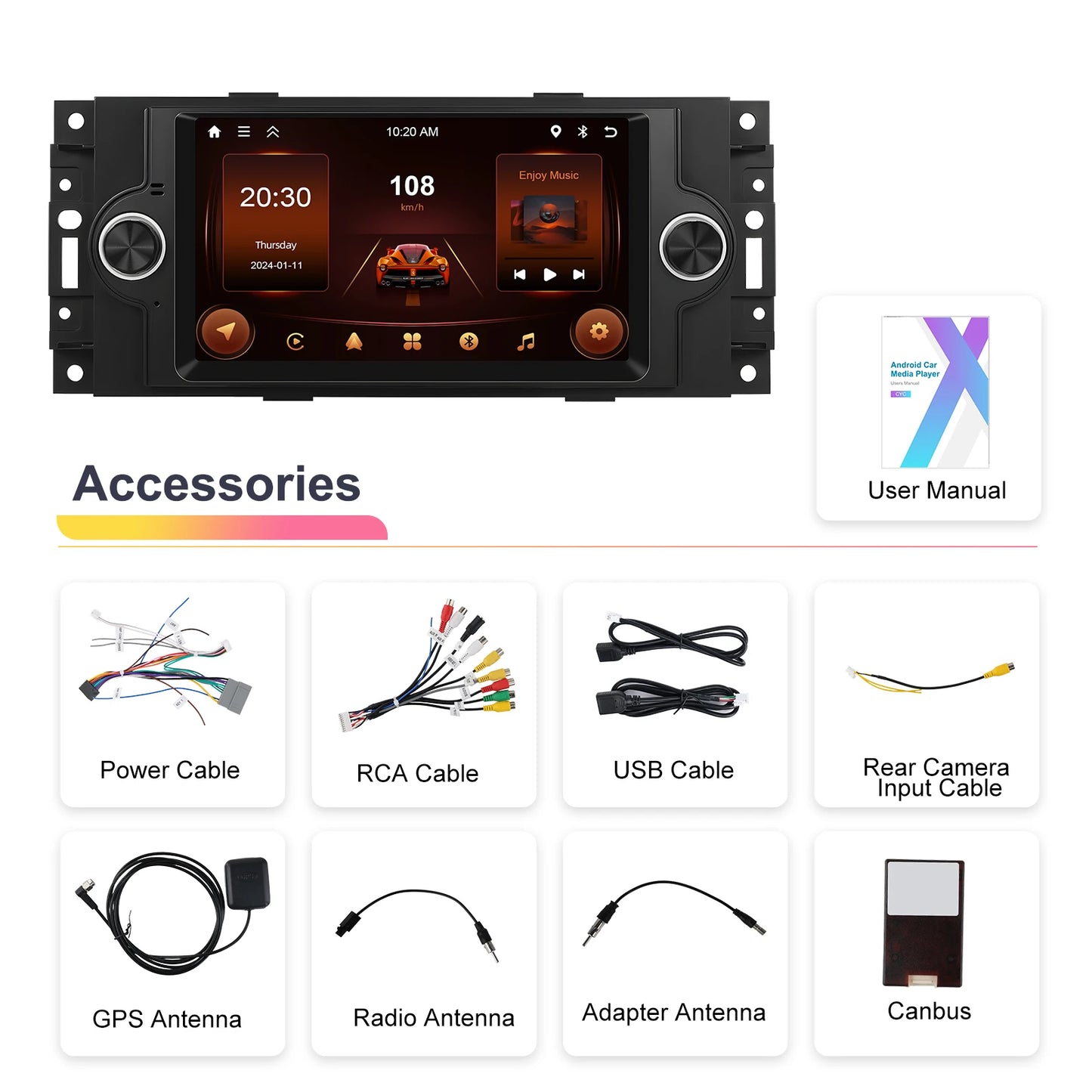 Autoradio 2DIN da 7" per Jeep Cherokee, Dodge e Chrysler 2004-2008
