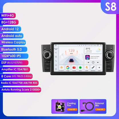 CarPlay e Android Auto 7" per Fiat Grande Punto 2007-2012