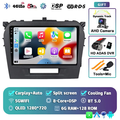 Autoradio 9" Android 14 Carplay para Suzuki Vitara 2015-2019, GPS WiFi+4G