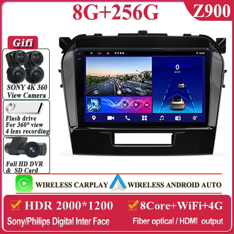 Autoradio Android da 9" per Suzuki Vitara 2017-2020, GPS e CarPlay