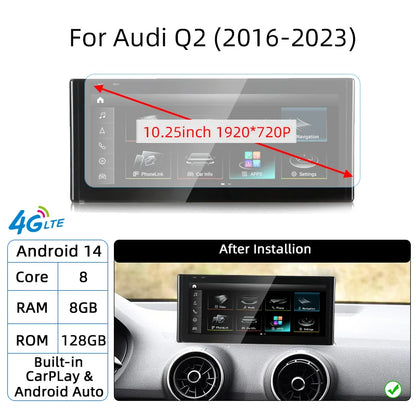 Android 14 CarPlay Doppio Din 10.25" per Audi A1 Q2