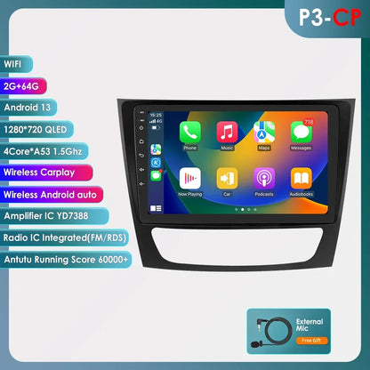 Autoradio Android 12, 9" para Mercedes E-class 2002-2009