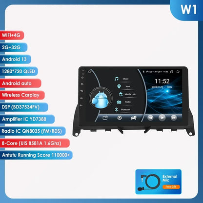 Autoradio 9" 2 Din Android 13 per Mercedes Benz Classe C W204 S204 2007-2010