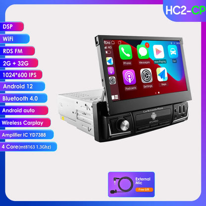 Autoradio 7" Android 1 Din con CarPlay GPS y Pantalla Retráctil