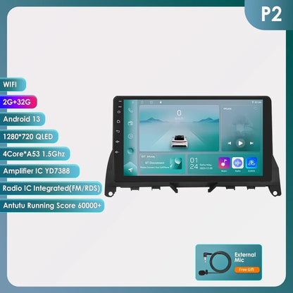 Autoradio 9" 2 Din Android 13 per Mercedes Benz Classe C W204 S204 2007-2010