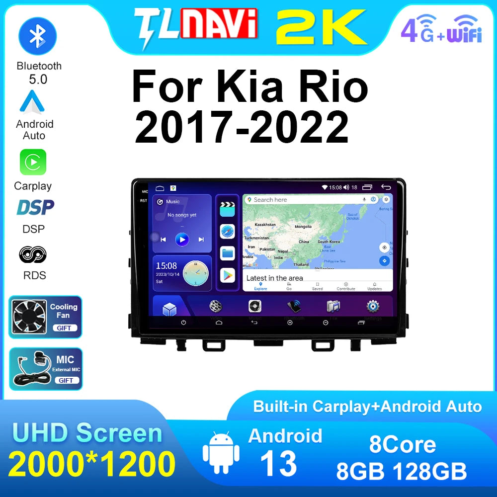 Autoradio stereo Android Auto da 9" per Kia Rio 2017-2022