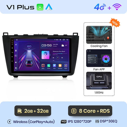 Car radio 9" 2DIN Android 12 for Mazda 6 2007-2012