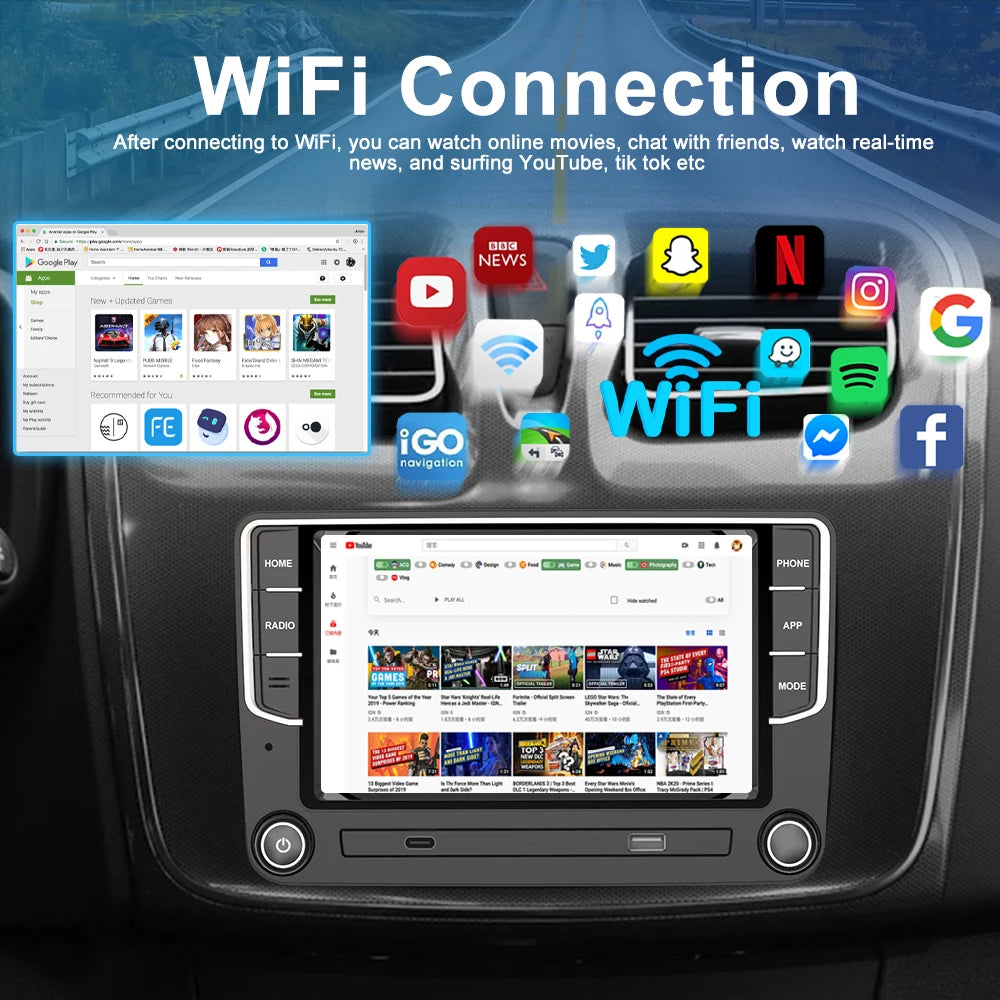 Wireless Carplay Android auto For VW Caddy 2005-2020 4-64GB Android 13 Stereo Car Radio GPS WIFI BT