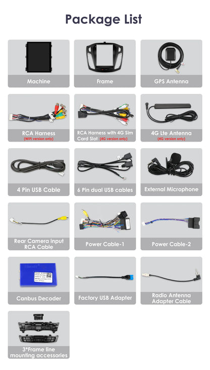 Autoradio 9.7" 2Din Android 13 para Ford Focus 2011-2019