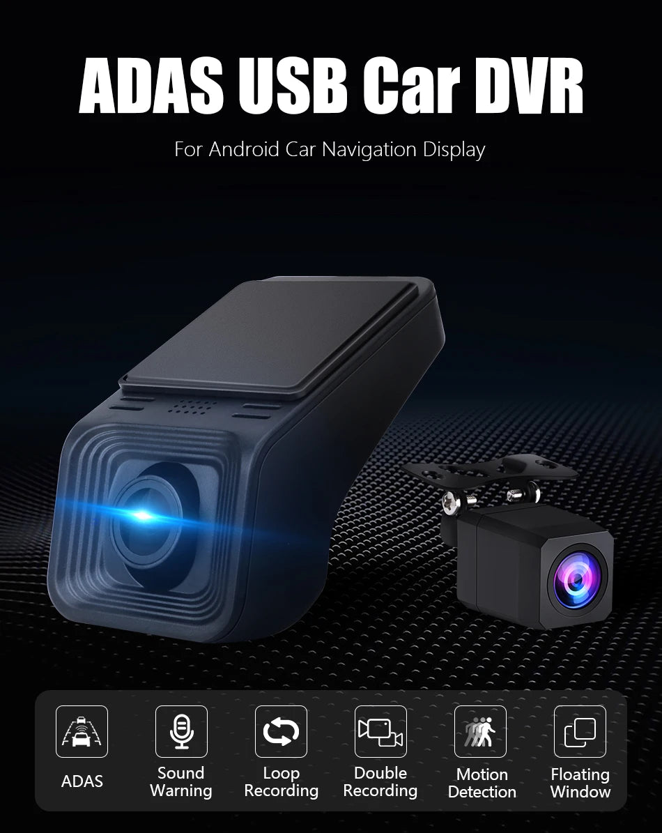 JMCQ Dual Dash Cam per Android, 720P con rilevamento del movimento