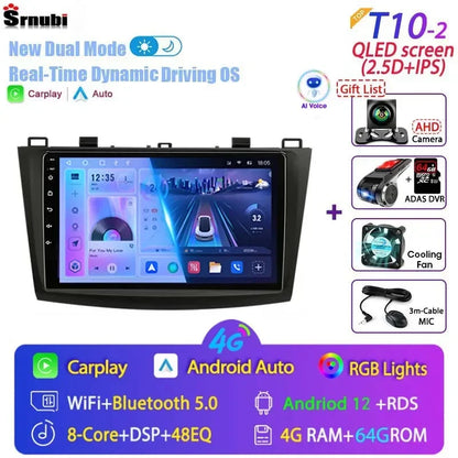 Stereo Mazda 3 2009-2013, 9" Android 12 Double Din, GPS Navigation