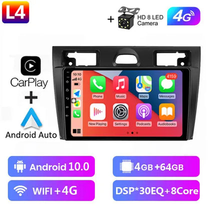 Radio Android 12 CarPlay, 9" 2 Din per Ford Fiesta MK6 2002-2008