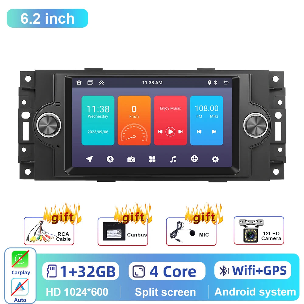 Autoradio 2DIN da 7" per Jeep Cherokee, Dodge e Chrysler 2004-2008