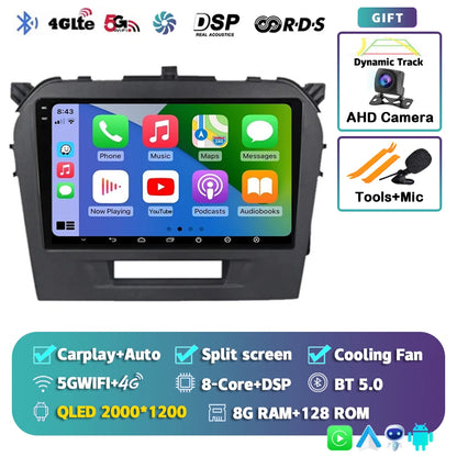 Autoradio 9" Android 14 Carplay para Suzuki Vitara 2015-2019, GPS WiFi+4G