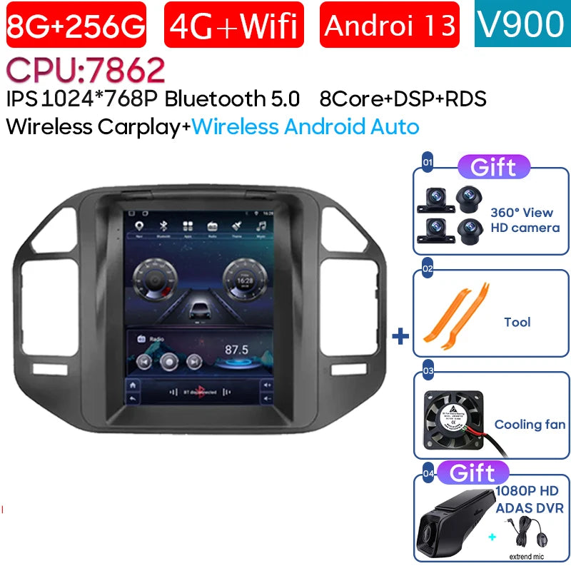 Autoradio 9.7" 1DIN para Mitsubishi Pajero 1999-2011