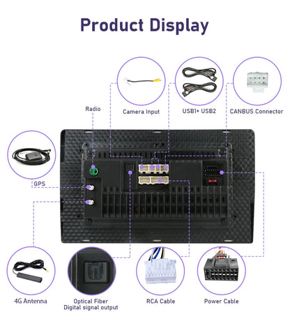 Android 12 9" 2DIN Car Stereo for Toyota Corolla 2000-2004 - CarPlay, GPS &amp; More