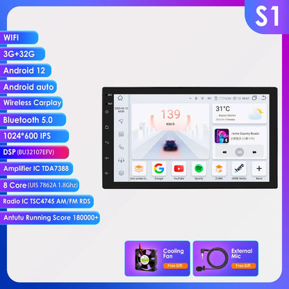 OSSURET 7" 2 Din Android 12 CarPlay Autoradio Universale Autoradio