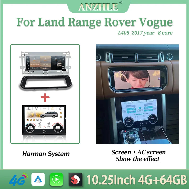 Android 13 10.25" 1 Din car radio for Range Rover Vogue/Sport 2013-2017