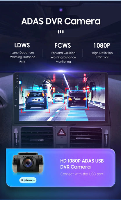 Autoradio 9" 2 Din Android 13 per Mercedes Benz Classe C W204 S204 2007-2010