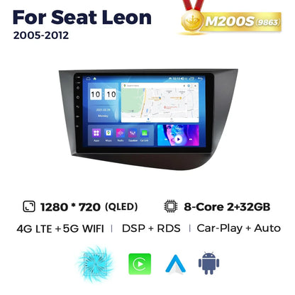Autoradio Android 2DIN da 9" per Seat Leon 2005-2012