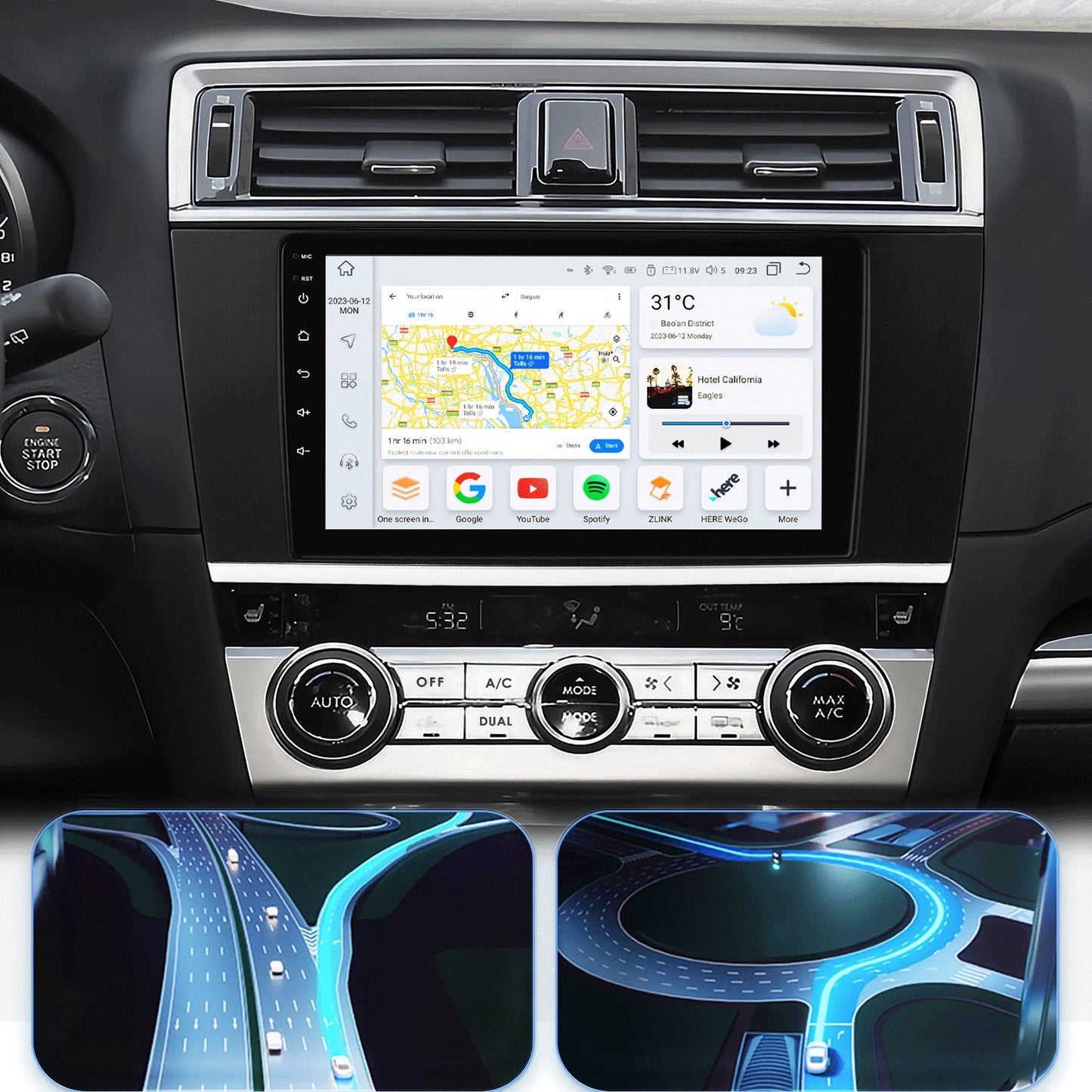 Android 9" 2DIN CarPlay radio for Subaru Legacy 2015-2018