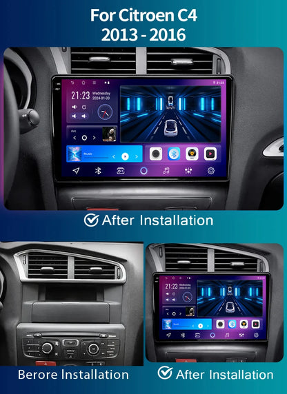 Android 10" Double Din car radio for Citroën C4 2013-2016
