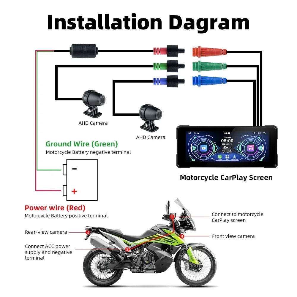Radio Moto 7" IPX7 CarPlay Android Auto Din