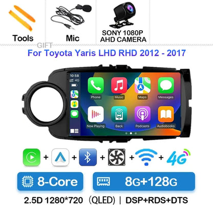Radio Carplay Android 14 Toyota Yaris 2012-2017 9" GPS WiFi