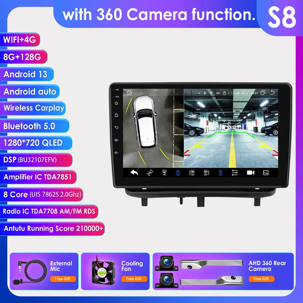 Autoradio 9'' 2Din Android 13 per Opel Corsa D 2007-2013 - CarPlay, GPS, 4G, Wi-Fi, 8 GB+128 GB