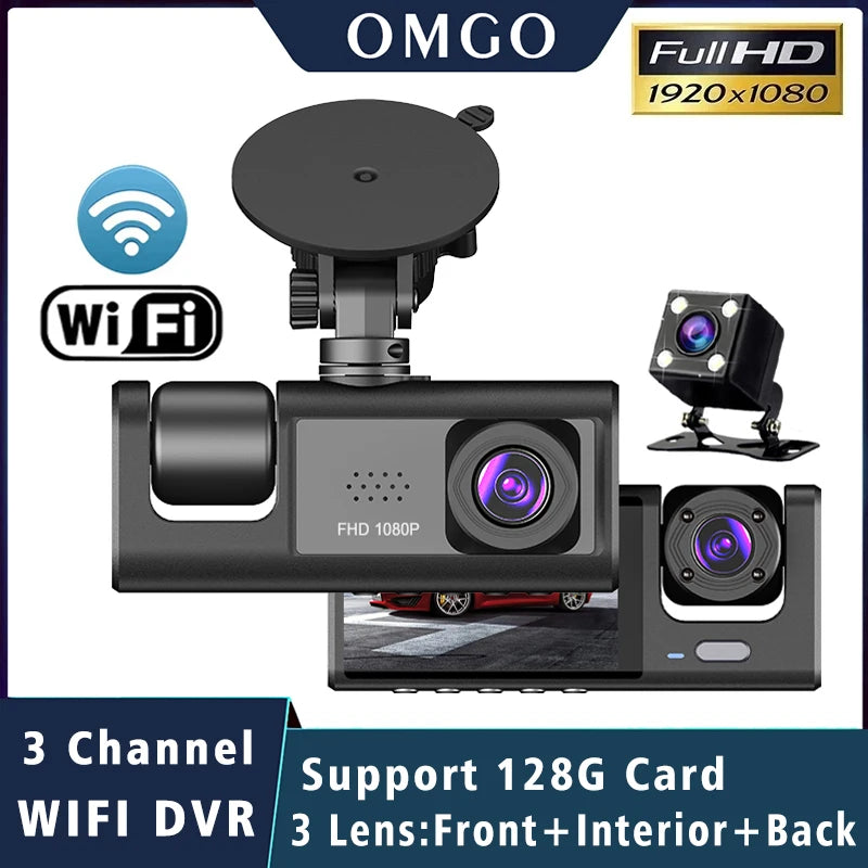 Dash Cam 3 Cámaras WiFi 1080P 3'' AutoRadioCanario