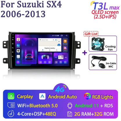 Srnubi 9" Android Autoradio, 2 Din, CarPlay per Suzuki SX4 2006-2014