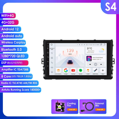 9" 2DIN Android 13 Car Stereo for VW T-Roc T-Cross Polo 2018-2021