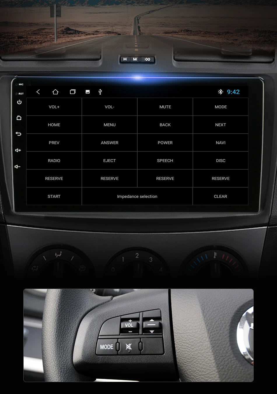 Stereo Mazda 3 2009-2013, 9" Android 12 Double Din, GPS Navigation