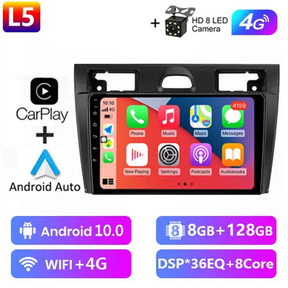 Radio Android 12 CarPlay, 9" 2 Din per Ford Fiesta MK6 2002-2008