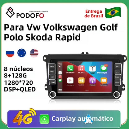 Podofo Android 11 7" 2 Din Car Radio for VW, Skoda and Seat – CarPlay and GPS