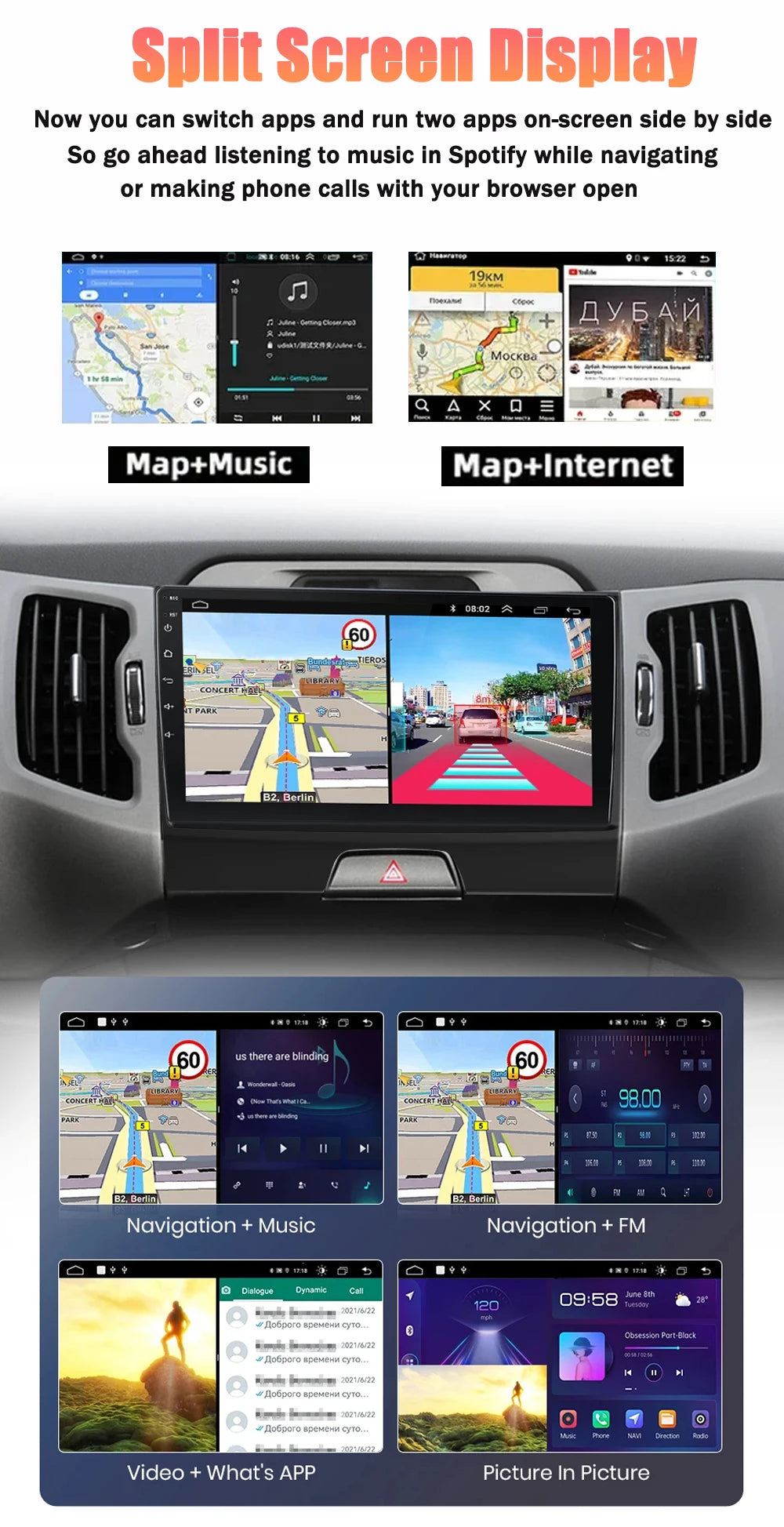 Autoradio 9'' Android 14 para Renault Kangoo 2008-2018 - CarPlay, GPS, 4G, BT