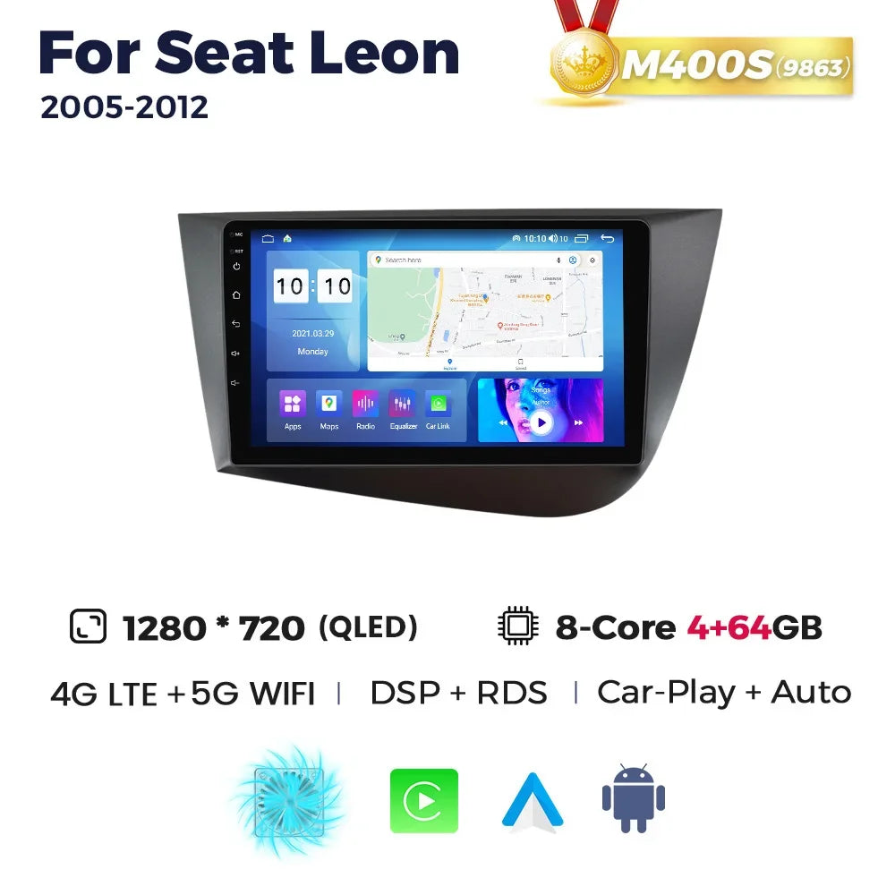 Autoradio Android 2DIN da 9" per Seat Leon 2005-2012