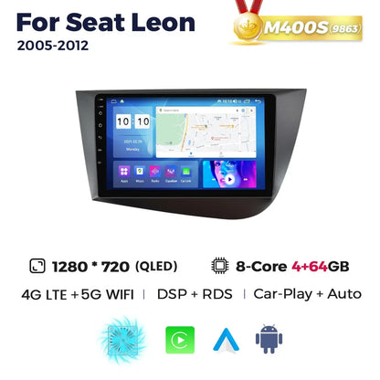 Autoradio Android 2DIN da 9" per Seat Leon 2005-2012
