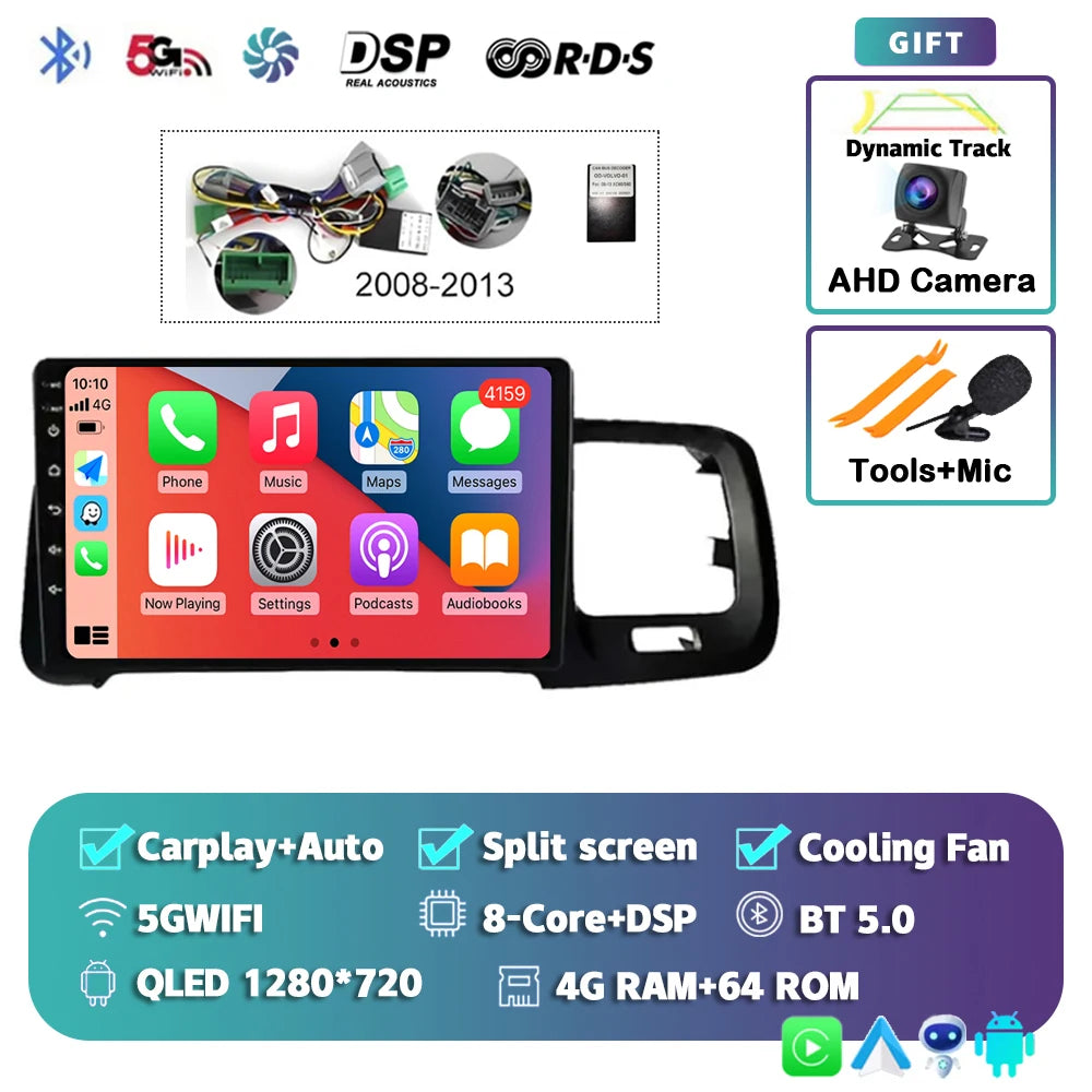 Autoradio Android 14 con CarPlay 9" 2Din per Volvo S60/V60 2011-2020