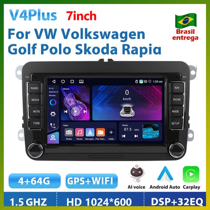 Podofo Android 11 7" 2 Din Car Radio for VW, Skoda and Seat – CarPlay and GPS