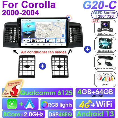 Android 12 9" 2DIN Car Stereo for Toyota Corolla 2000-2004 - CarPlay, GPS &amp; More