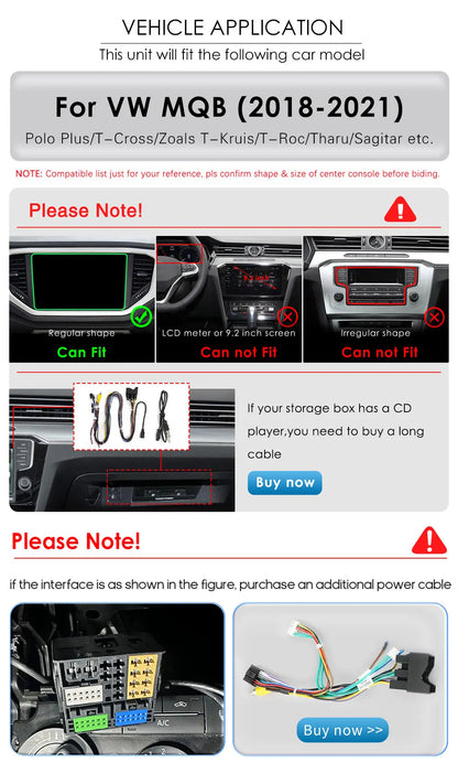 9" 2DIN Android 13 Car Stereo for VW T-Roc T-Cross Polo 2018-2021