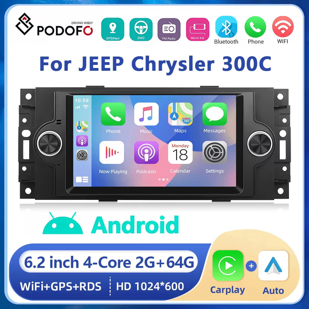 Autoradio 2DIN da 7" per Jeep Cherokee, Dodge e Chrysler 2004-2008