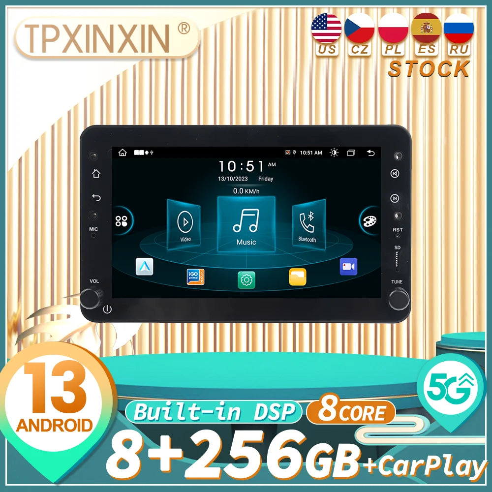Autoradio Android Auto CarPlay 7" 1DIN per Alfa Romeo 159 2005-2011, Brera 2005-2010 e Spider 2006-2010