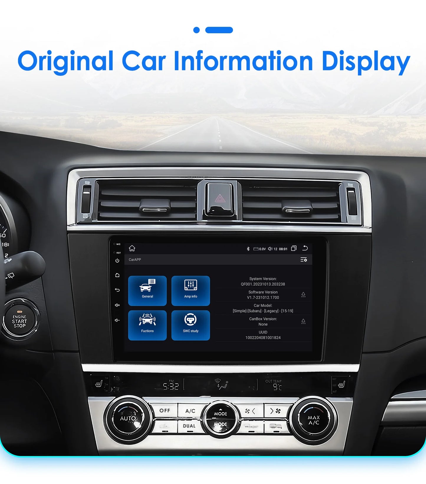 Android 9" 2DIN CarPlay radio for Subaru Legacy 2015-2018