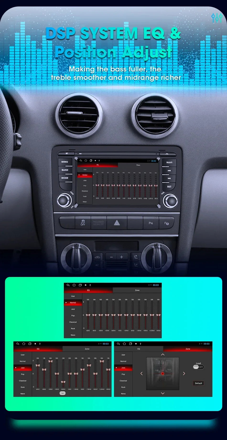 A3 Navigator: Radio 7" Android CarPlay AutoRadioCanario