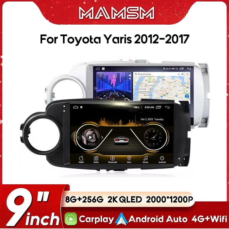 Autoradio GPS Android CarPlay Toyota Yaris 2012-2017 da 9"